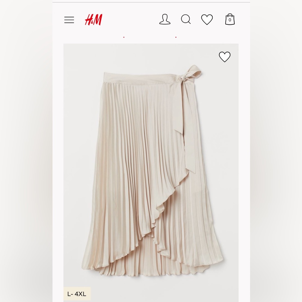 ISO. H&M wrap front pleated cream midi skirt